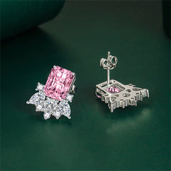 Colored Crystal & Cubic Zirconia Radiant Stud Earrings