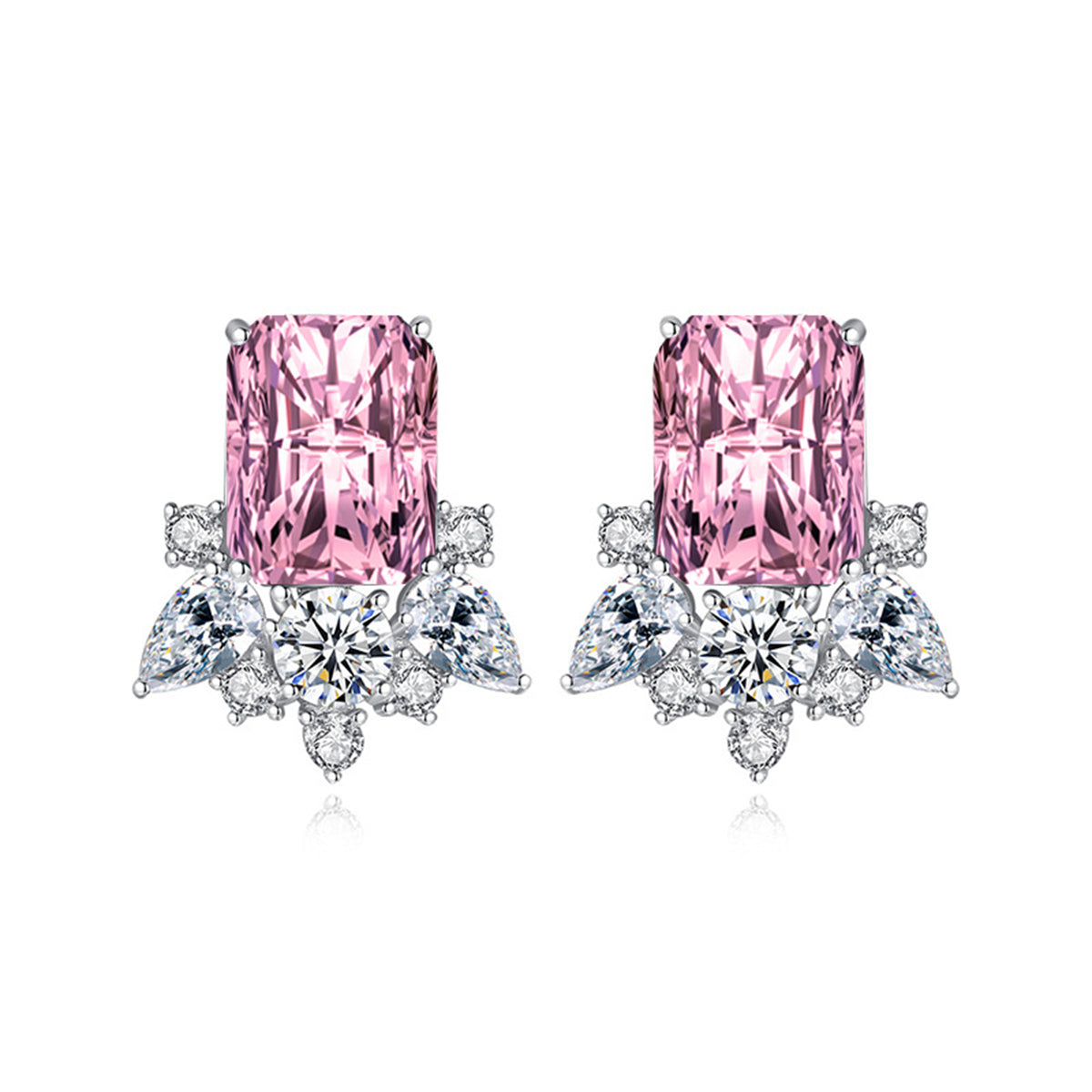 Colored Crystal & Cubic Zirconia Radiant Stud Earrings