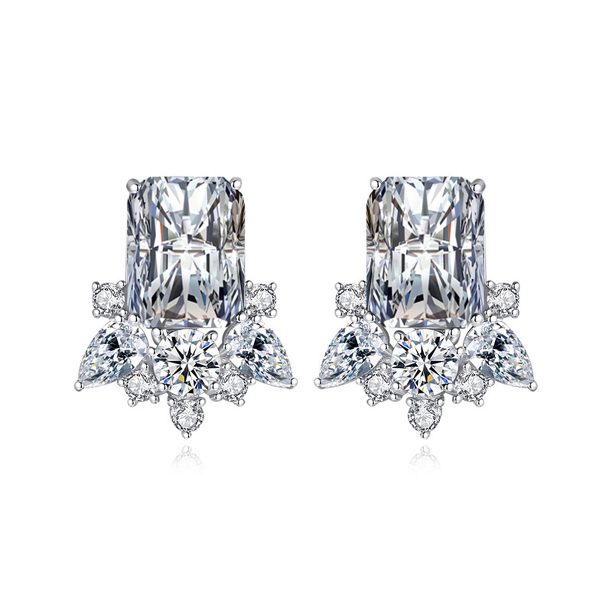 Colored Crystal & Cubic Zirconia Radiant Stud Earrings