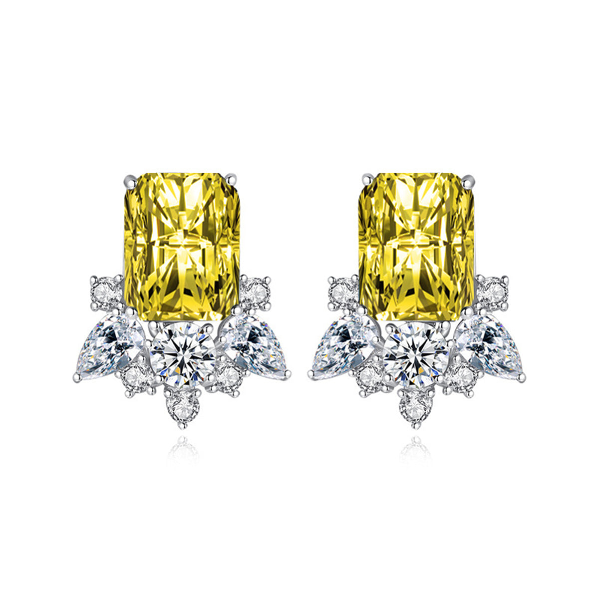 Colored Crystal & Cubic Zirconia Radiant Stud Earrings