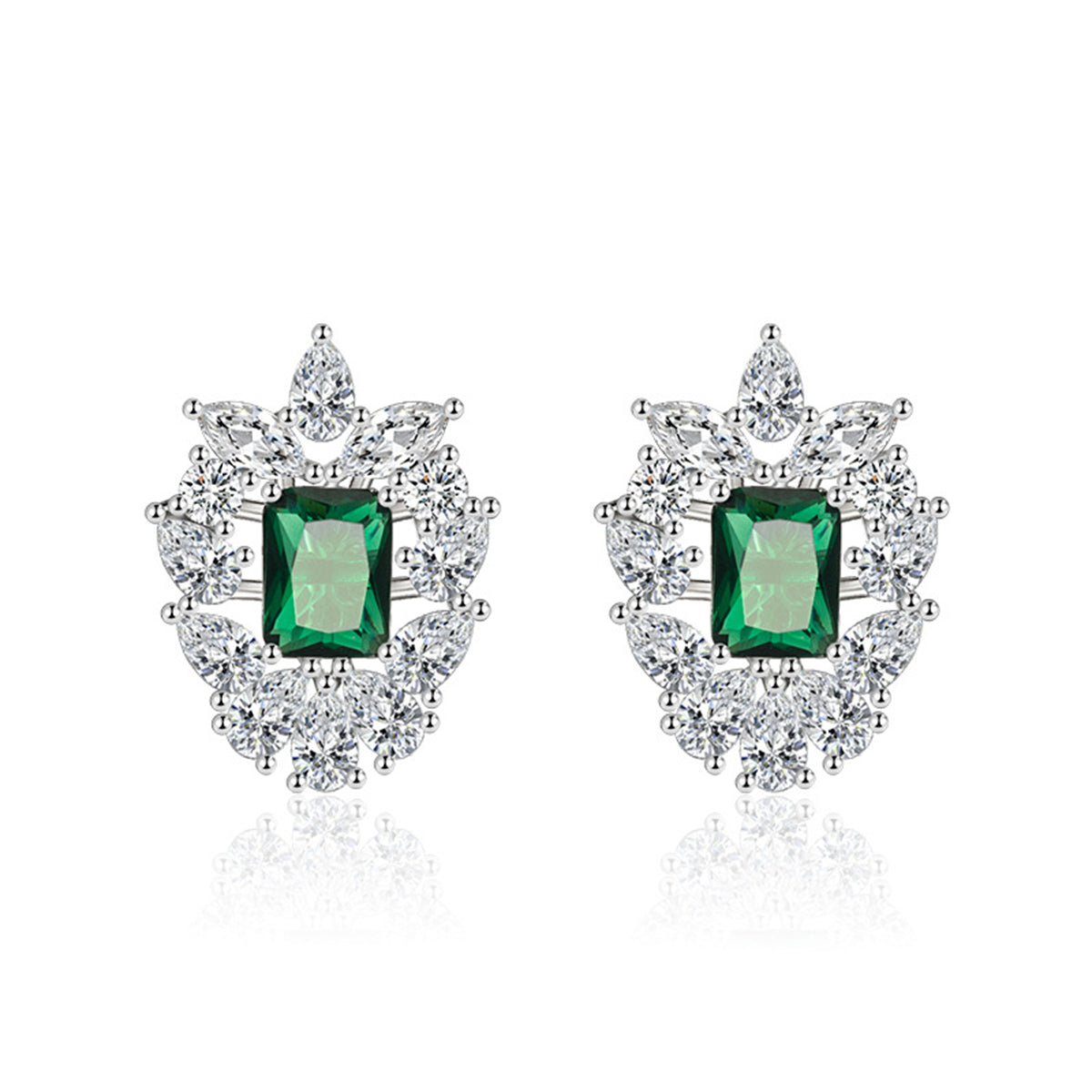 Colored Crystal & Cubic Zirconia Cluster Stud Earrings