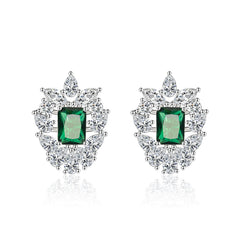 Colored Crystal & Cubic Zirconia Cluster Stud Earrings