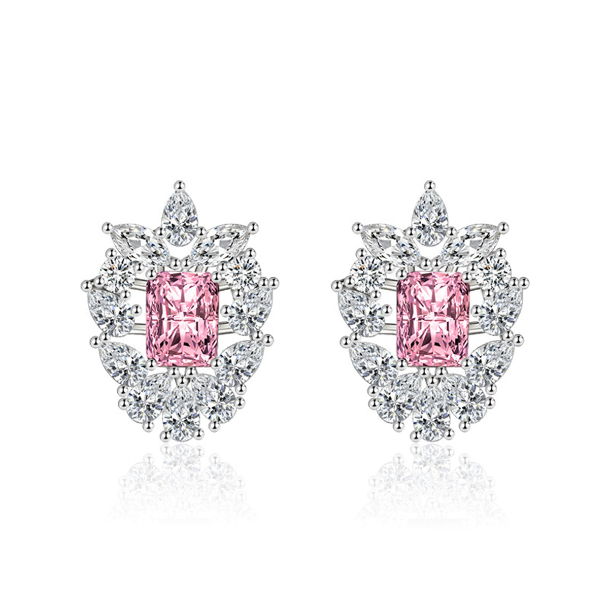 Colored Crystal & Cubic Zirconia Cluster Stud Earrings