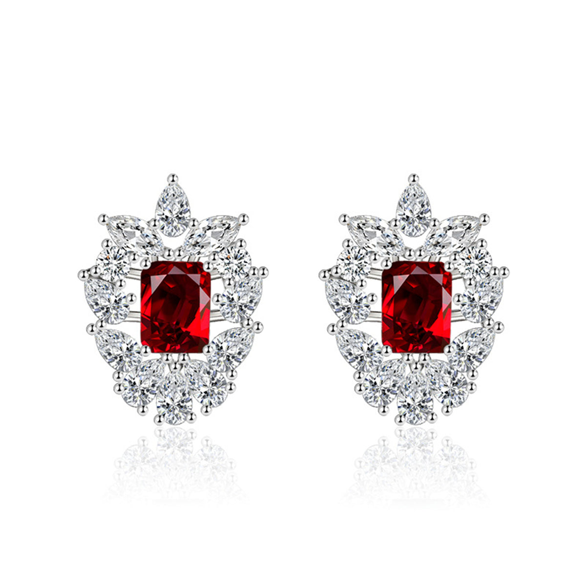 Colored Crystal & Cubic Zirconia Cluster Stud Earrings