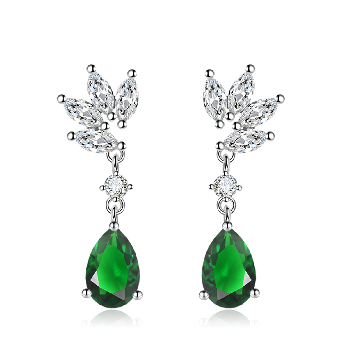 Cubic Zirconia & Colored Crystal Botanical Drop Earrings