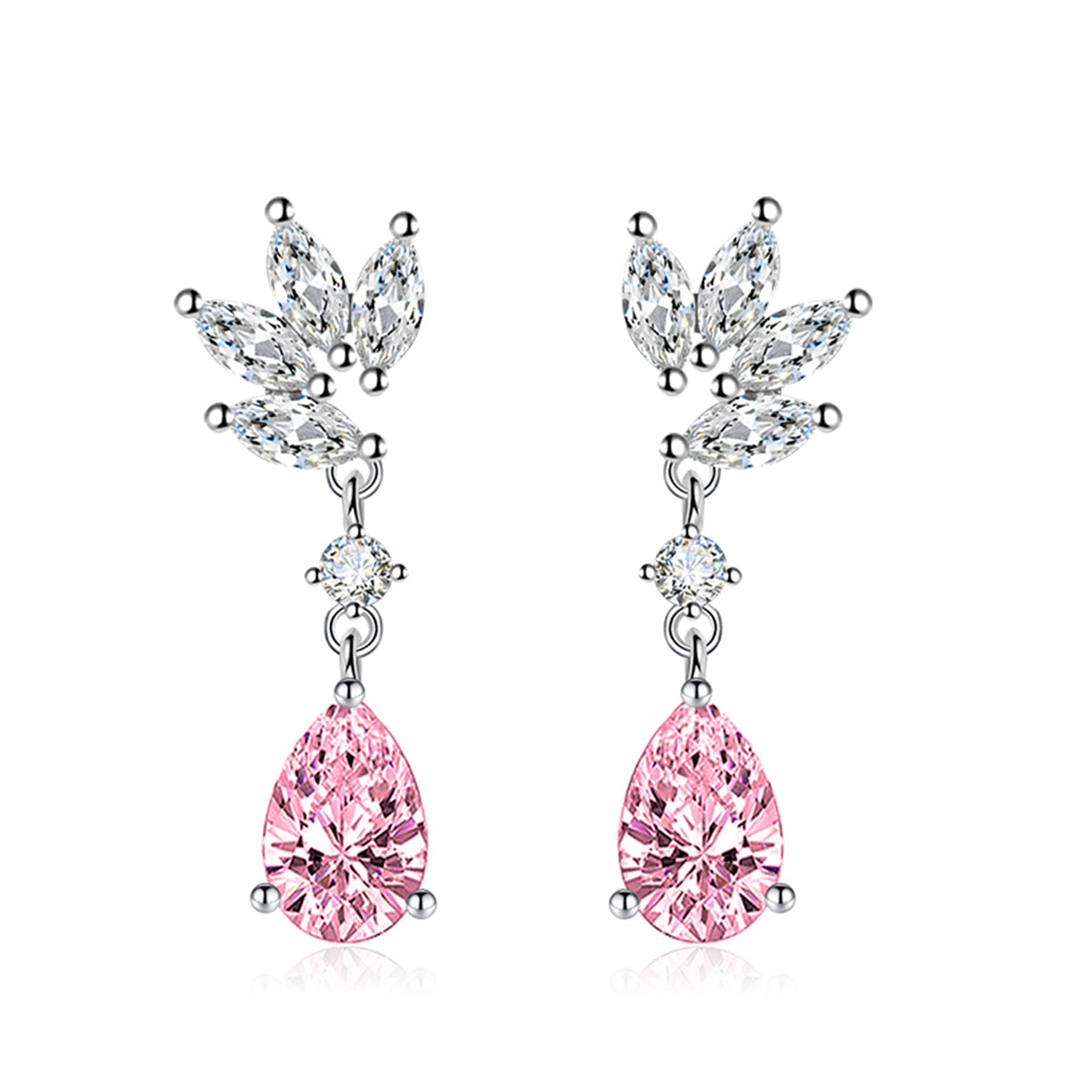 Cubic Zirconia & Colored Crystal Botanical Drop Earrings