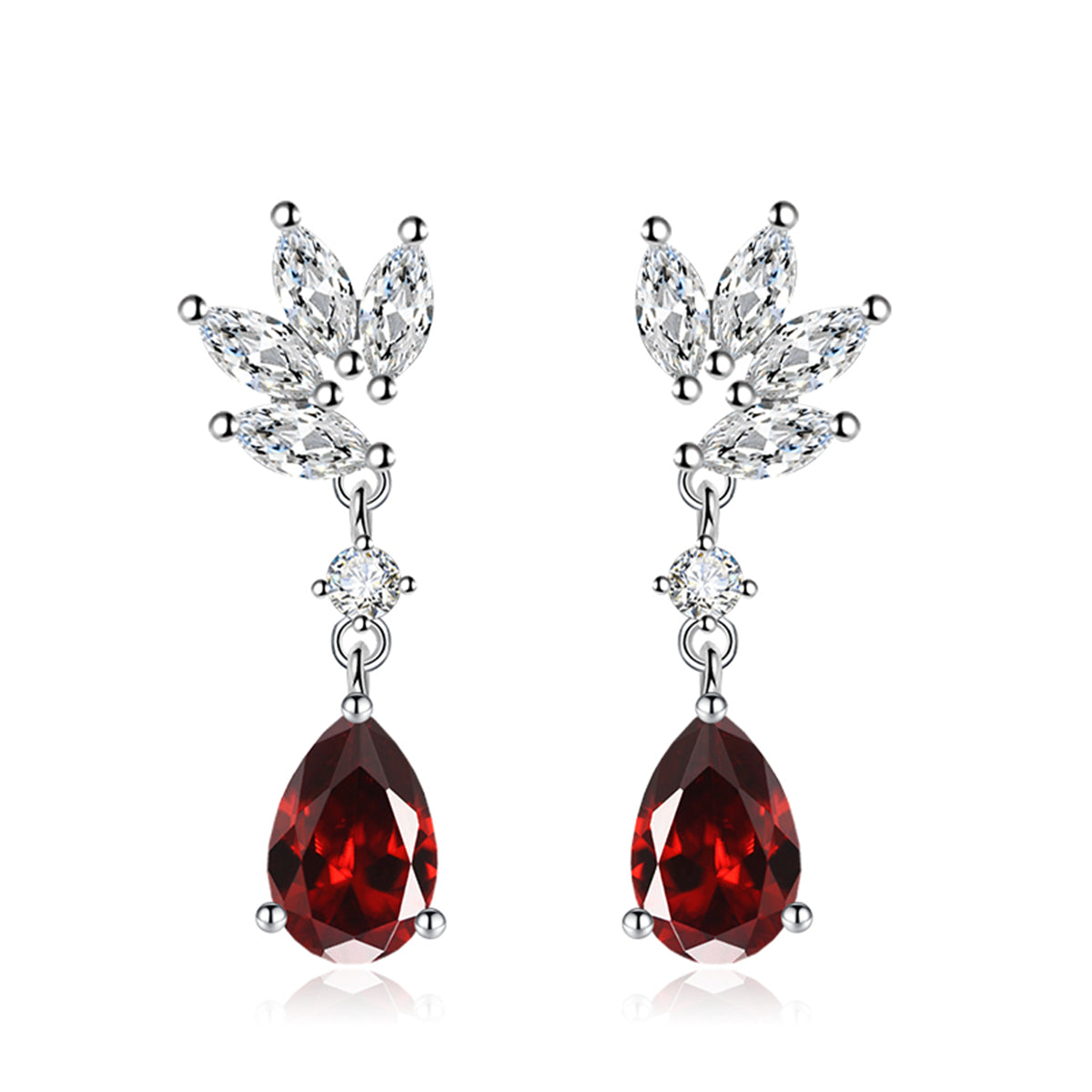 Cubic Zirconia & Colored Crystal Botanical Drop Earrings