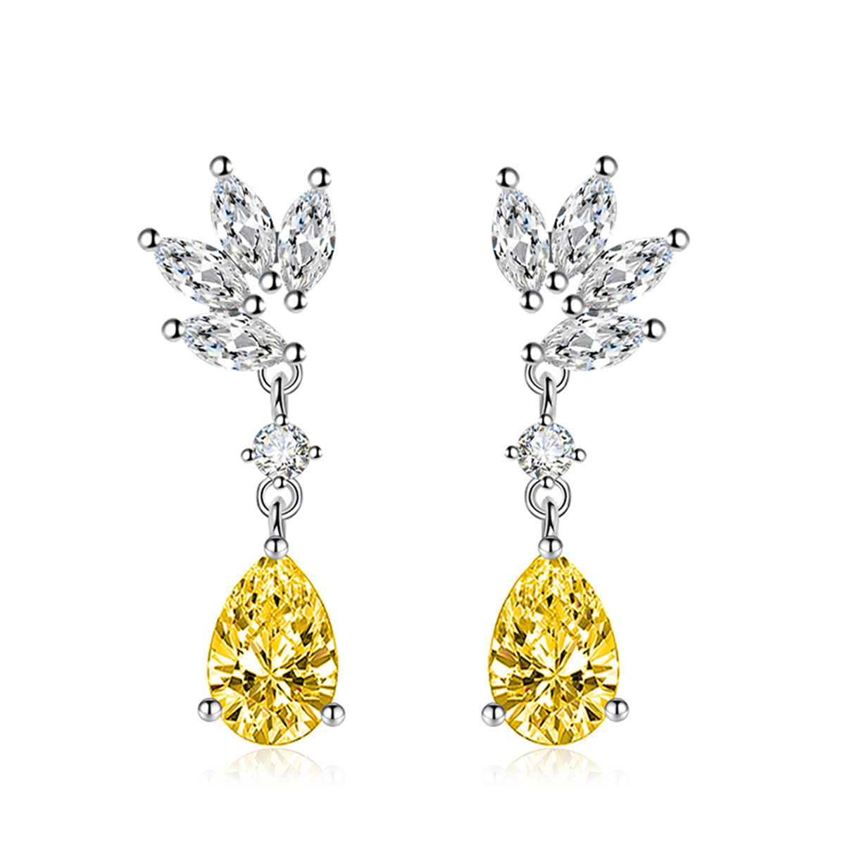 Cubic Zirconia & Colored Crystal Botanical Drop Earrings