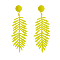 Yellow Enamel & 18K Gold-Plated Leaves Drop Earrings