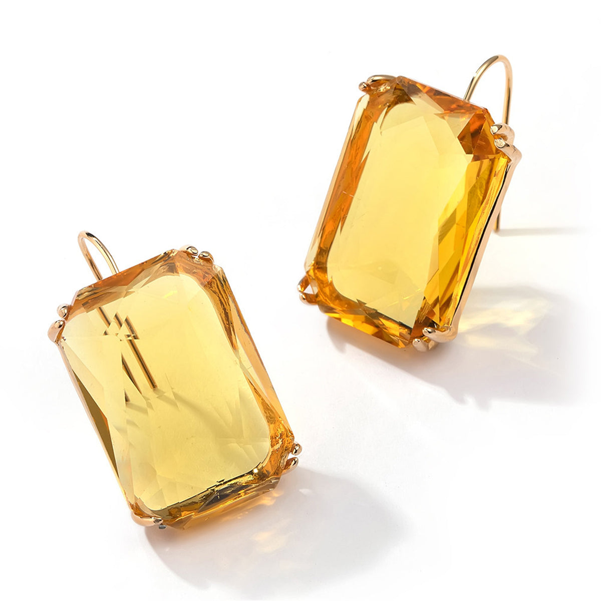 Yellow Crystal & 18K Gold-Plated Radiant-Cut Drop Earrings