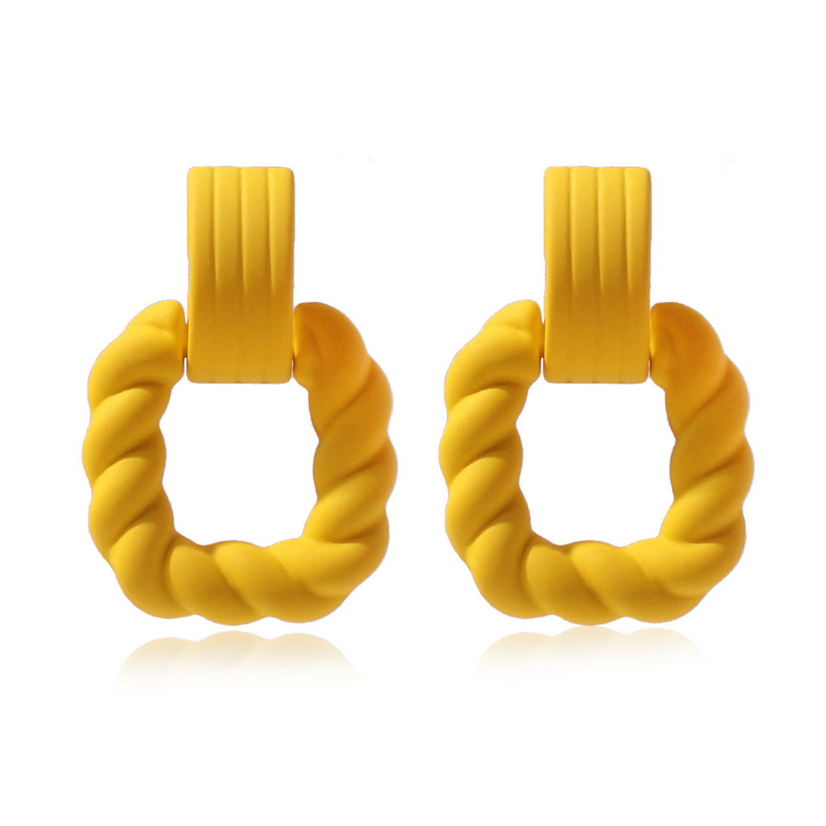 Yellow Resin & Silver-Plated Twine Square Drop Earrings