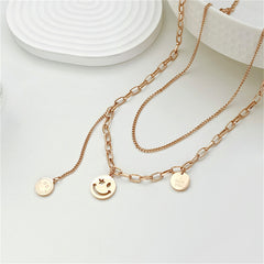 18K Rose Gold-Plated 'I Love You' Smiley Drop Layered Necklace