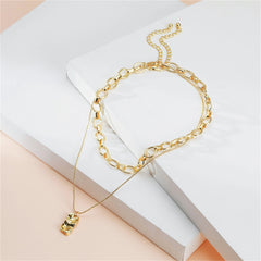 Stunning 18K gold-plated necklace with a rectangle pendant, showcasing a delicate small gold stone for added elegance.