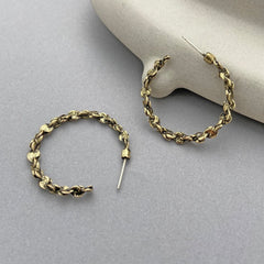 18K Gold-Plated Abstract Textured Open Hoop Earrings