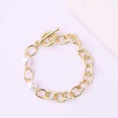 Pearl & 18K Gold-Plated Chain Bracelet