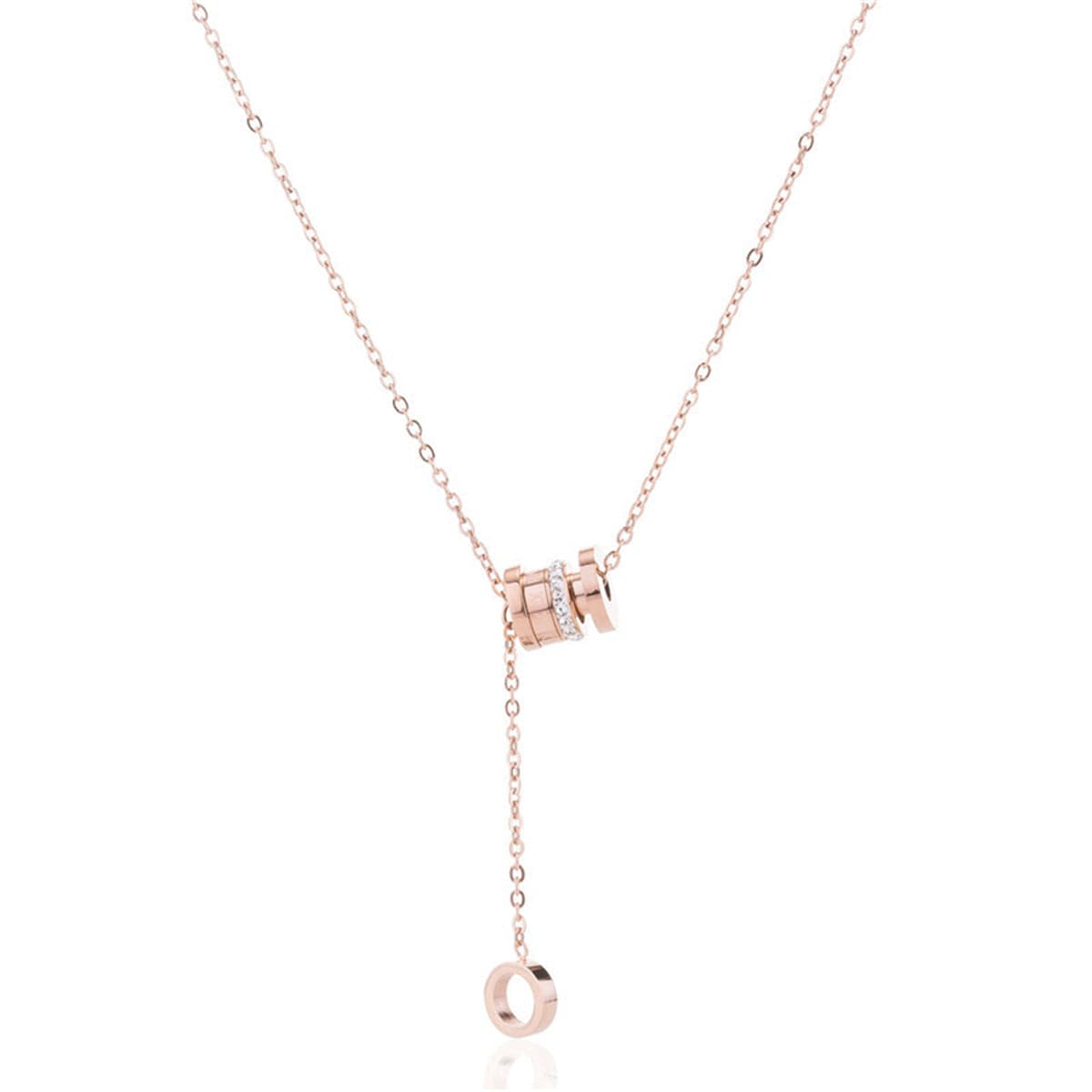 Cubic Zirconia & 18K Rose Gold-Plated Coil Ring Pendant Necklace