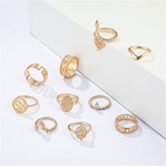 Cubic Zirconia & 18K Gold-Plated Textured Snake Ring Set