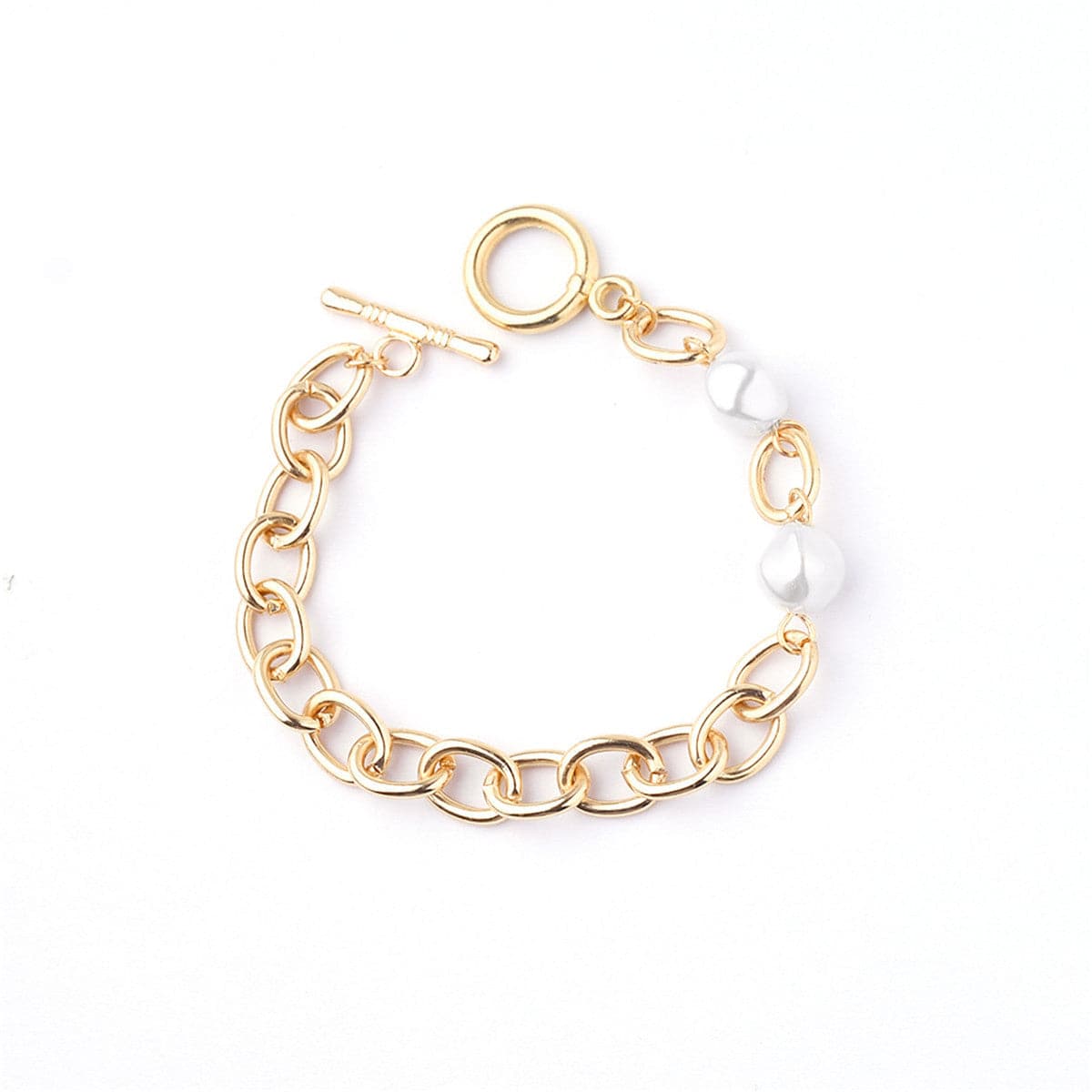 Pearl & 18K Gold-Plated Chain Bracelet