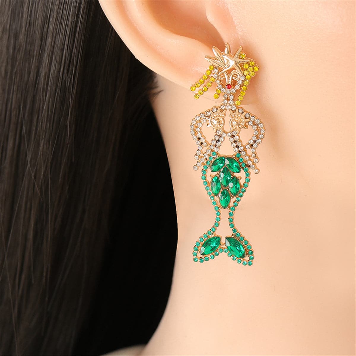 Crystal & Cubic Zirconia Mermaid Drop Earrings