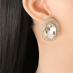 Crystal & Cubic Zirconia Oval Halo Stud Earrings