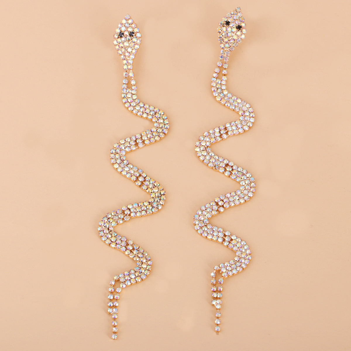 Cubic Zirconia & 18K Gold-Plated Snake Drop Earrings