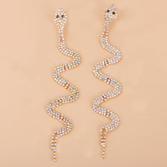 Cubic Zirconia & 18K Gold-Plated Snake Drop Earrings