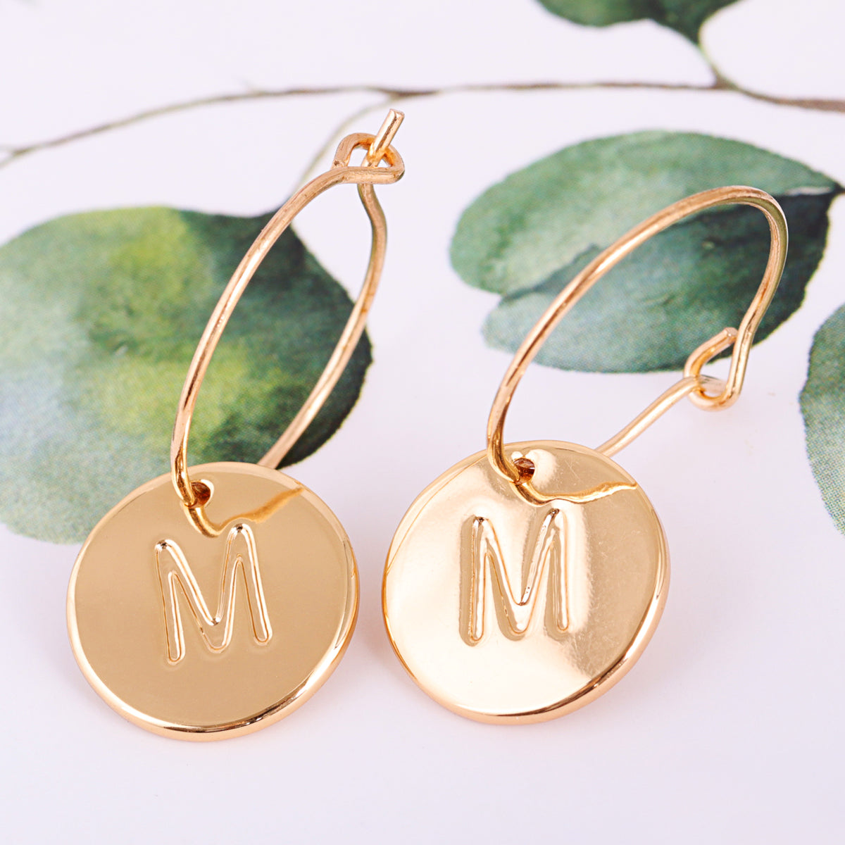 18K Gold-Plated Letter M Cut Drop Earrings