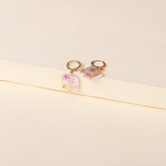 White Floral Pearl & 18K Gold-Plated Square Drop Earrings