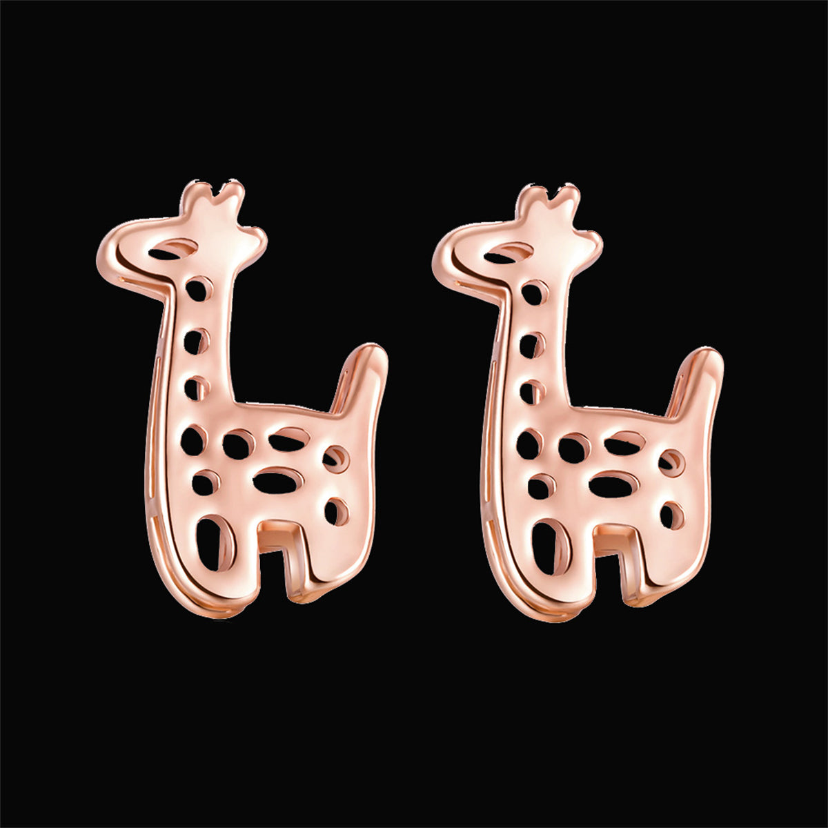 18K Rose Gold-Plated Open Giraffe Stud Earrings