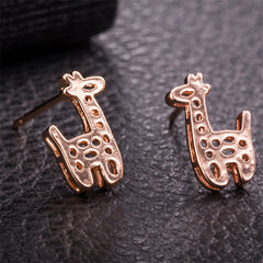 18K Rose Gold-Plated Open Giraffe Stud Earrings