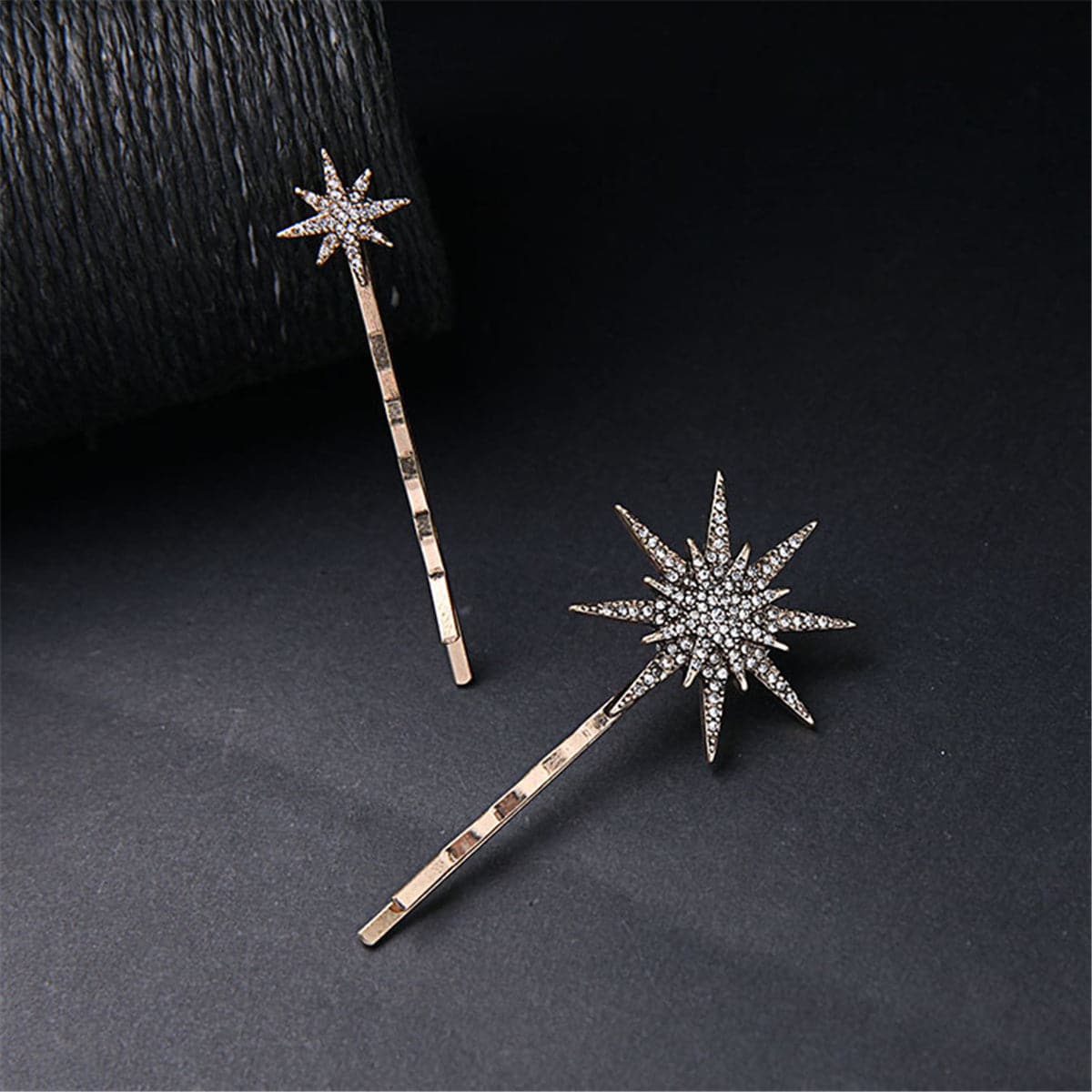 Cubic Zirconia & 18K Gold-Plated Celestial Hair Clip Set