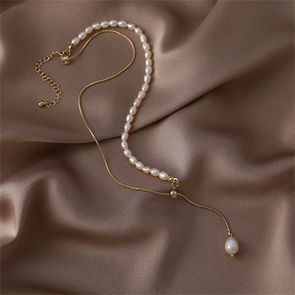 Pearl & 18K Gold-Plated Drop Necklace