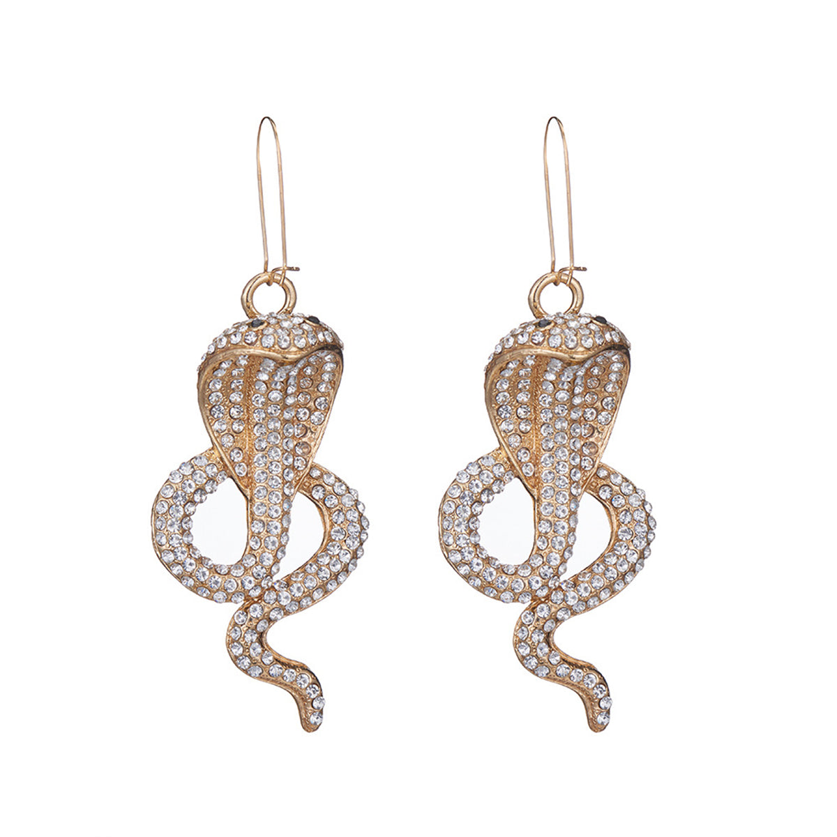 Cubic Zirconia & 18K Gold-Plated Snake Drop Earrings