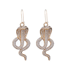 Cubic Zirconia & 18K Gold-Plated Snake Drop Earrings