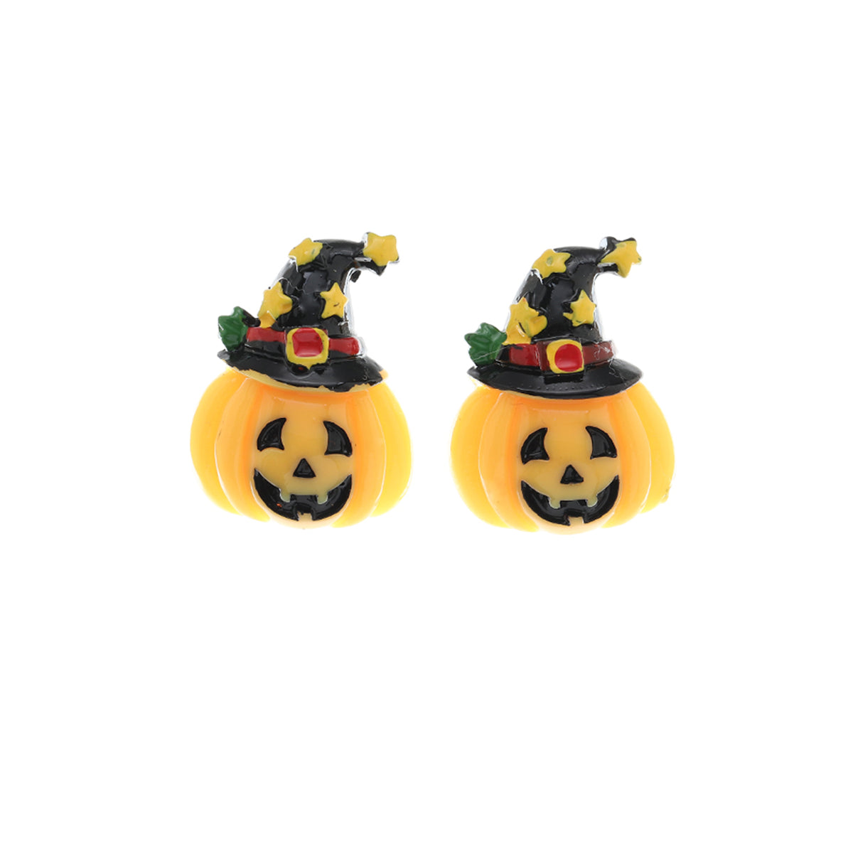 Orange & Silver-Plated Pumpkin Stud Earring