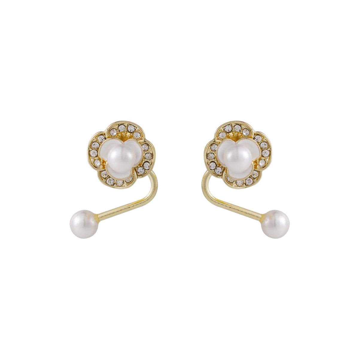 Pearl & Cubic Zirconia Flower Ear Jackets