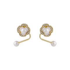 Pearl & Cubic Zirconia Flower Ear Jackets