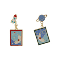 Red Enamel & 18K Gold-Plated Rocket Drop Earrings