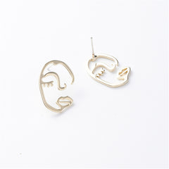 18K Gold-Plated Abstract Face Stud Earrings