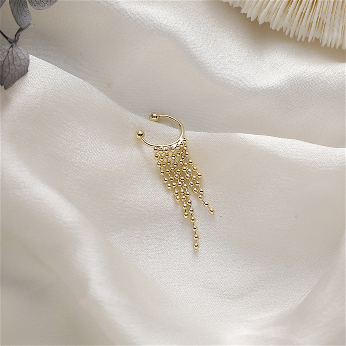 18K Gold-Plated Beaded Tassel Ear Cuff