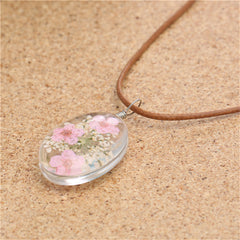 Pink Peach Blossom Pendant Necklace