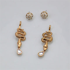 Cubic Zirconia & 18K Gold-Plated Snake Ear Jackets