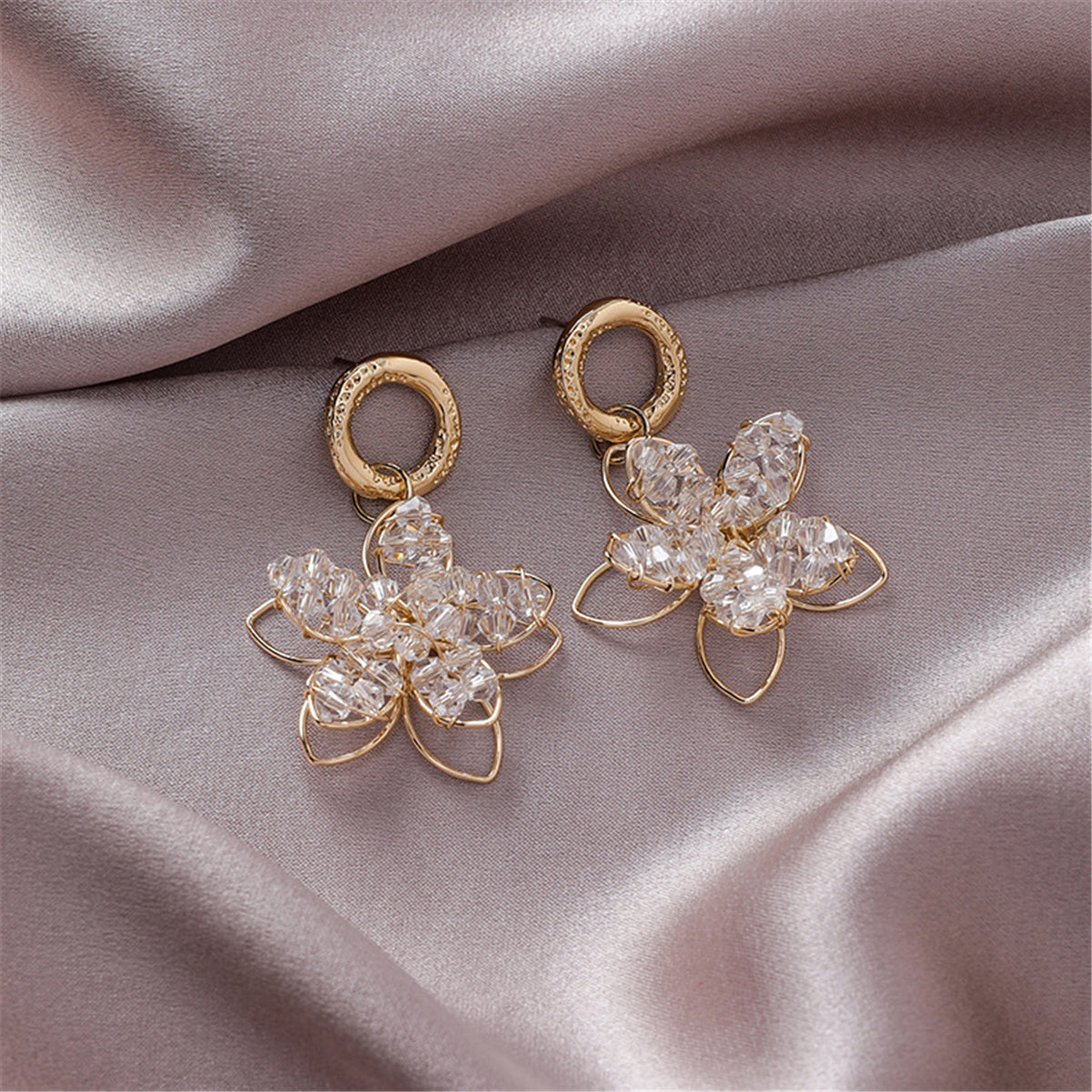 18K Gold-Plated Beaded Floral Drop Earrings