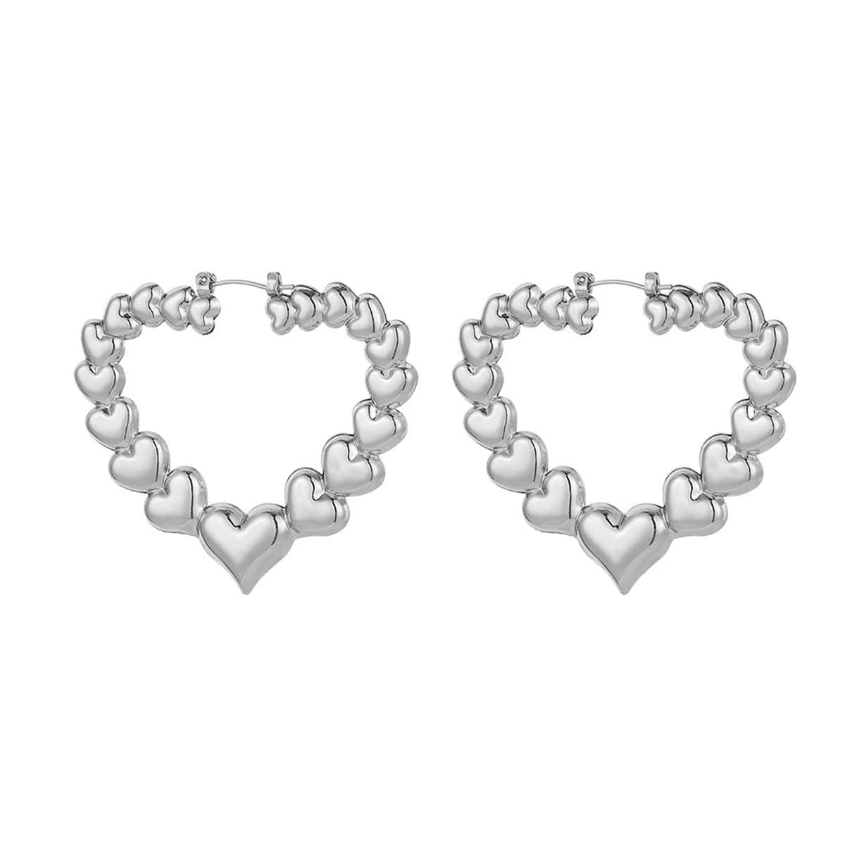 Silver-Plated Heart Hoop Earrings