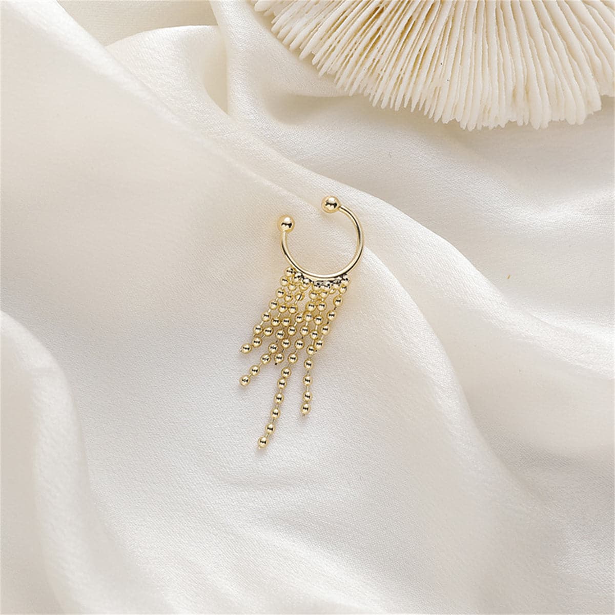 18K Gold-Plated Beaded Tassel Ear Cuff