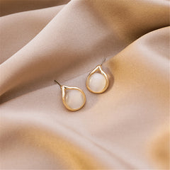 18K Gold-Plated & Peach Cats Eye Stud Earrings