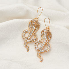 Cubic Zirconia & 18K Gold-Plated Snake Drop Earrings