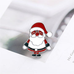 Silver-Plated & White Enamel Santa Brooch