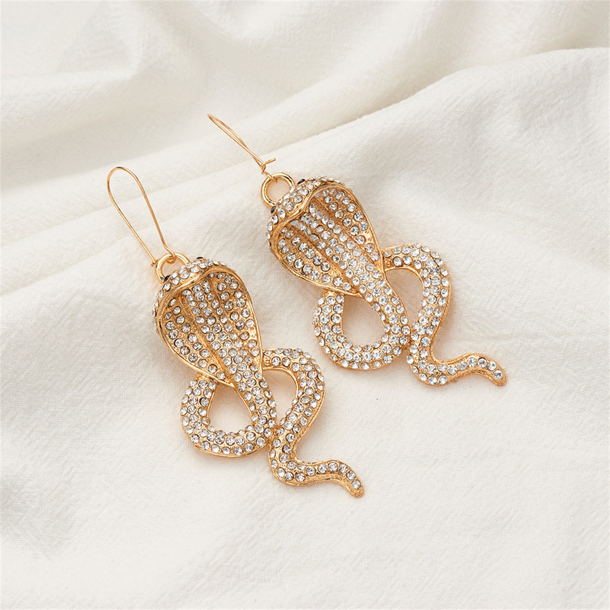 Cubic Zirconia & 18K Gold-Plated Snake Drop Earrings