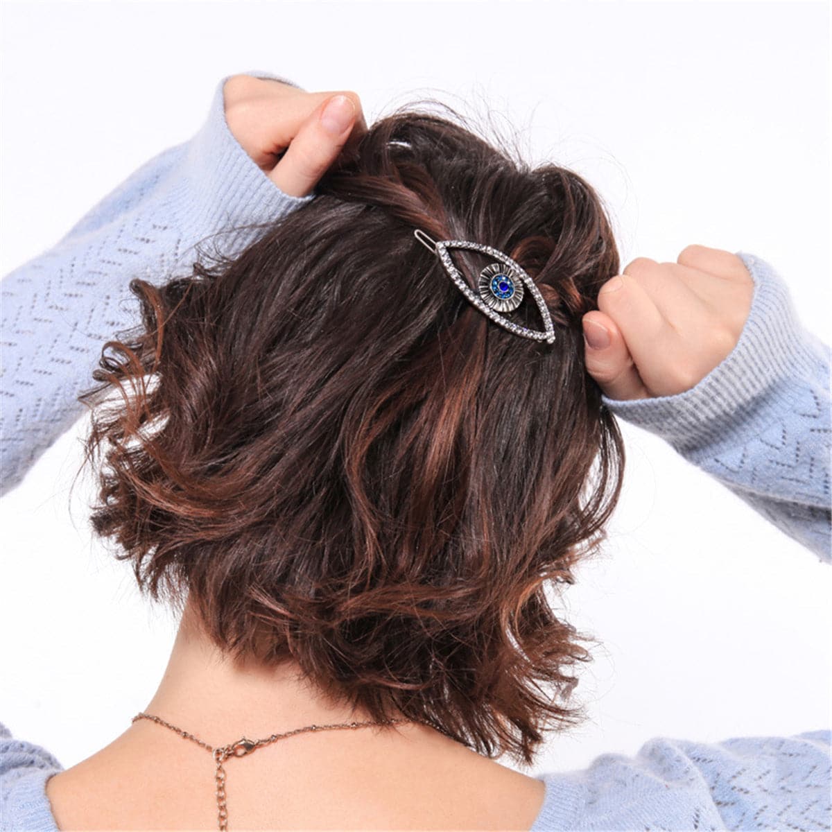 Cubic Zirconia & Silver-Plated Evil Eye Hair Clip